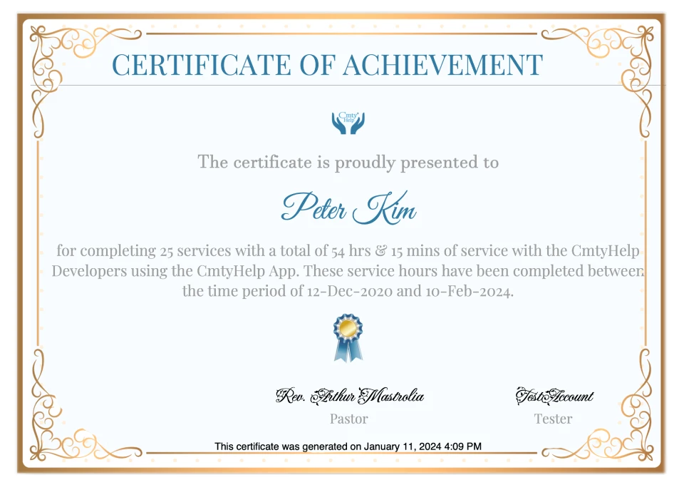 Community certificate